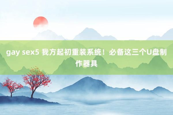 gay sex5 我方起初重装系统!必备这三个U盘制作器具